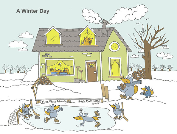 A Winter Day - A FREE Coloring Page