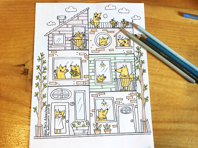 Stay At Home Miss Fox - FREE Coloring Page